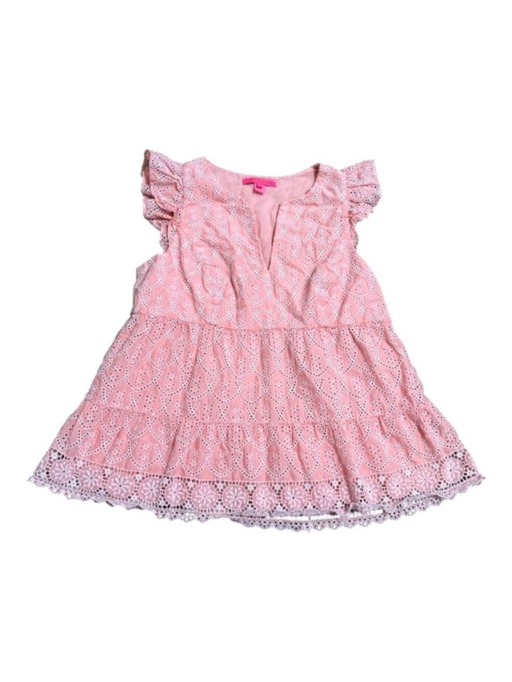 Lilly Pulitzer Keila Top 10 Peach Hyacinth Floral Eyelet Embroidery Coquette EUC